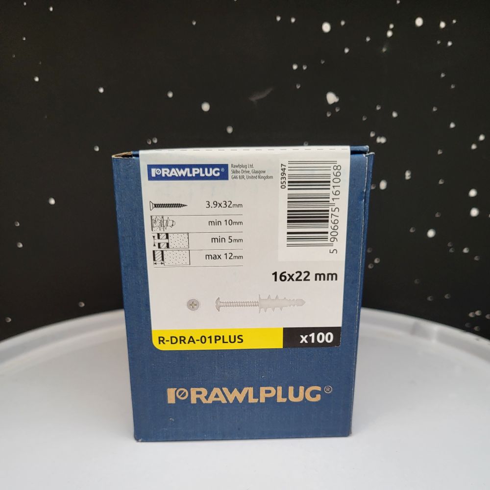 Cheville autoforeuse nylon avec vis - 16 x 22 mm - Qté : 100 | PMP Déc