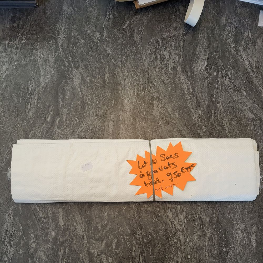 Lot 10 Sacs gravats 80L blanc PP tissé 550x950mm- Pqt de 10 Sacs | PMP