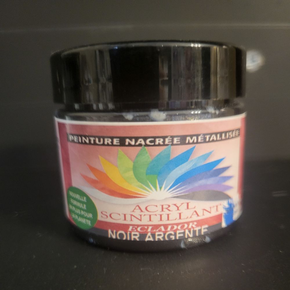 ACRYL SCINTILLANT - NOIR ARGENTE - 50ml - ECLADOR | PMP Décor