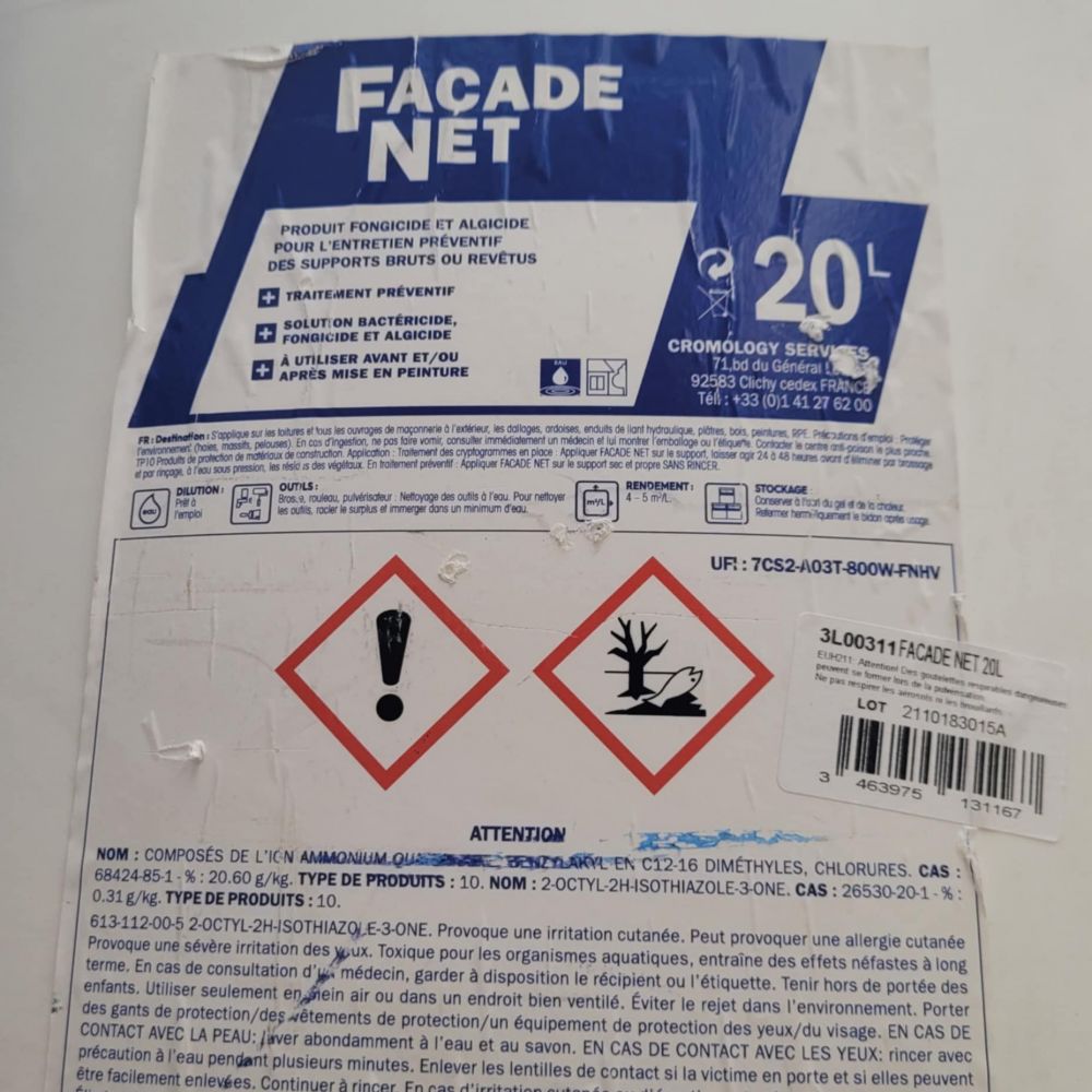 Façade net 20L - EXTERIEUR INTERIEUR - Solution bactéricide, fongicide