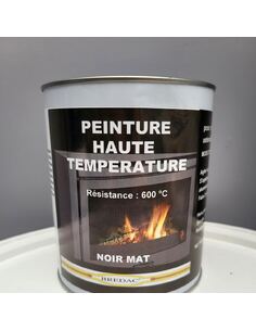 PEINTURE HAUTE TEMPERATURE - résistance 600 °c - Noir Mat - 1L | PMP D