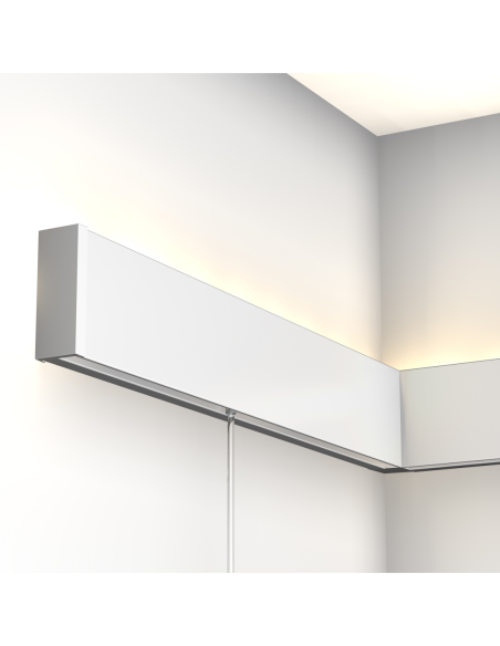 Cimaise avec éclairage indirect R35 Blanc Brut à peindre + diffuseur 200cm - accrochage tableau Newly