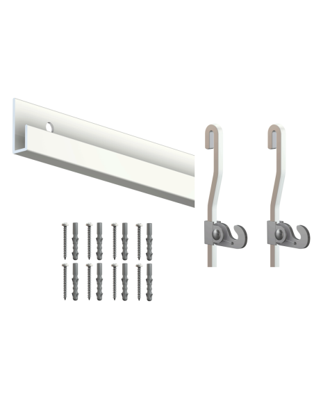 Cimaise Box PREMIUM Classic Rail + Tige 4 mm - 200 cm - Kit tout en un