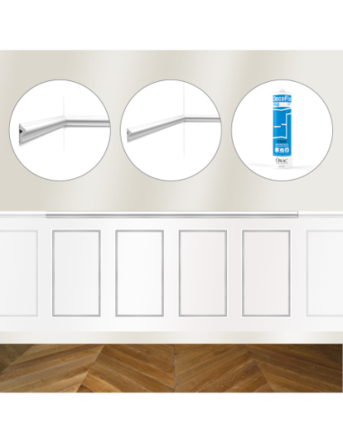Kit DIY Encadrement - Cimaise 200 cm PX175 + 4 cadres PX201 + colle - Soubassement Orac