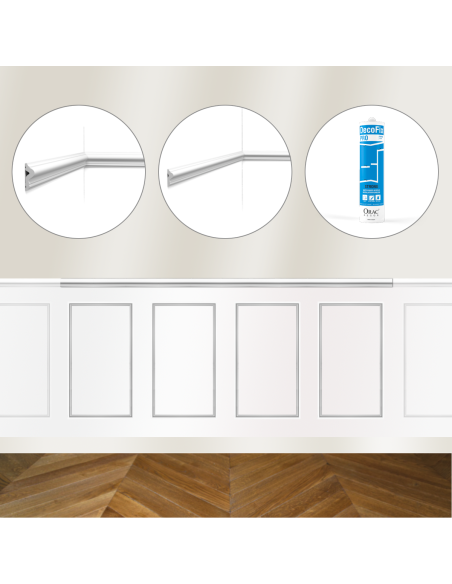 Kit DIY Encadrement - Cimaise 200 cm PX175 + 4 cadres PX201 + colle - Soubassement Orac