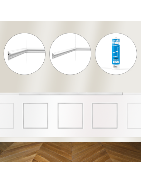 Kit DIY Encadrement - Cimaise PX175 200cm + 3 cadres PX201 + colle - Soubassement Orac
