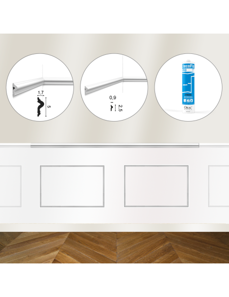Kit DIY Encadrement - Cimaise 200 cm PX175 + 2 cadres PX201 + colle - Soubassement Orac
