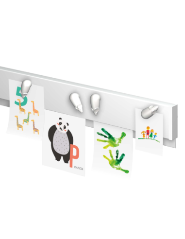Info Rail magnétique Blanc pour suspendre dessin, poster, feuilles de présentation - Cimaise Artiteq