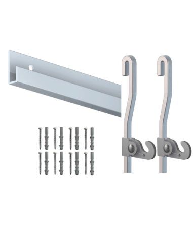 Cimaise Box PREMIUM Classic Rail Gris + Tige 4 mm - 200 cm - Kit tout en un