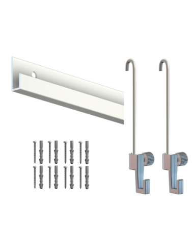Cimaise Box ÉCO Classic Rail + Tige 2mm - 200 cm - Kit tout en un