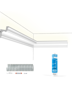 Pack 10 m corniche éclairage indirect + bandeau LED + colle C323 Orac / Paulmann- 5,5x4,2x200cm (h x p x L) - moulure décorat...
