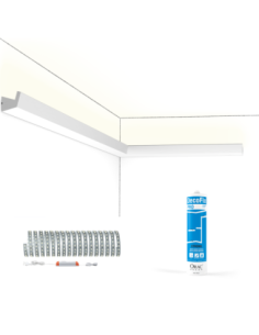 Pack 10 m Corniche éclairage indirect + Bandeau LED + Colle CX189 Orac / Paulmann- 5,5x4,2x200cm (h x p x L) - moulure décora...