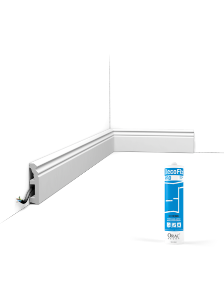 Pack 10 mètres Plinthes SX195 avec colle - Orac x Cimaises-et-plus - 8 x 1,9 x200cm (h x p x L) - plinthe décorative polymère