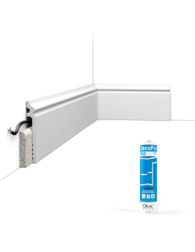 Pack 10 mètres Plinthe de rénovation SX186 avec colle - Orac x Cimaises-et-plus - 13,8 x 2,2 x 200cm (h x p x L) - surplinthe...
