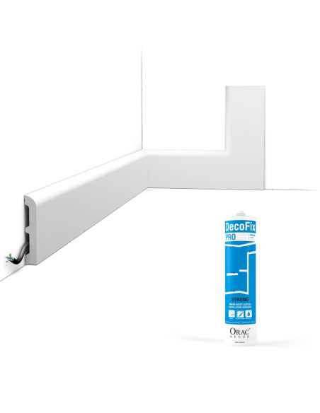 Pack 10 mètres Plinthes SX183 avec colle - Orac x Cimaises-et-plus - 7,5x1,3x200cm (h x p x L) - plinthe décorative polymère