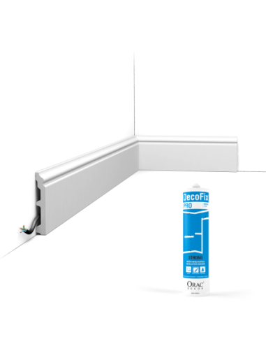 Pack 10 mètres Plinthes SX173 avec colle - Orac x Cimaises-et-plus - 10 x1,6x200cm (h x p x L) - plinthe décorative polymère