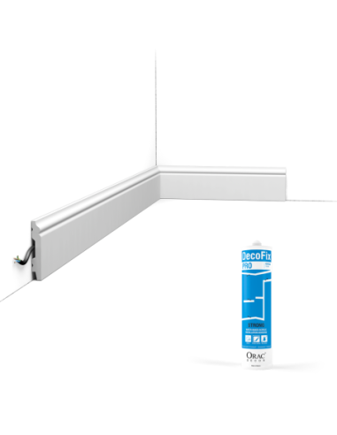 Pack 10 mètres Plinthes SX165 avec colle - Orac x Cimaises-et-plus - 7 x 1,0 x 200cm (h x p x L) - plinthe décorative polymère