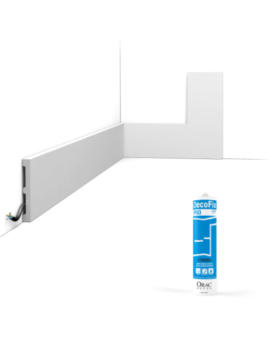 Pack 10 mètres Plinthes SX163 avec colle - Orac x Cimaises-et-plus - 10 x 1,3 x 200cm (h x p x L) - plinthe décorative polymère