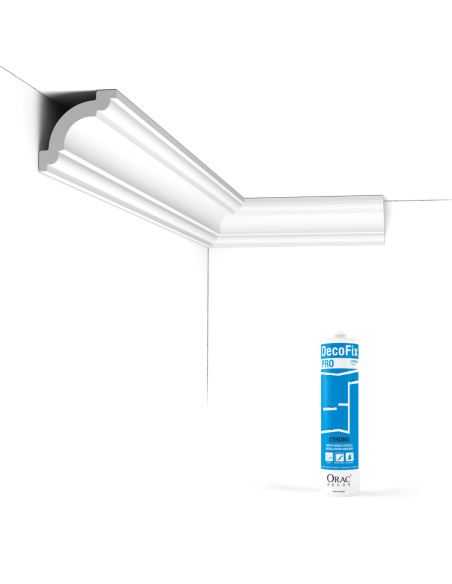 Pack 10 mètres Corniches Plafond CX124 avec colle - Orac x Cimaises-et-plus - 4,9x4,9x200cm (h x p x L) - moulure décorative...