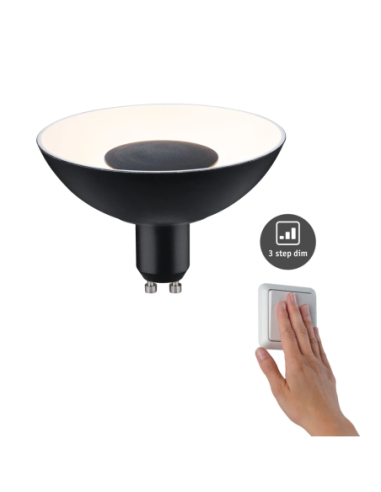 Réflecteur LED 4.9 W Noir mat GU10 blanc chaud- Variable 3 étapes