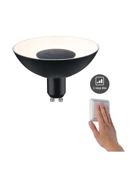 Réflecteur LED 4.9 W Noir mat GU10 blanc chaud- Variable 3 étapes