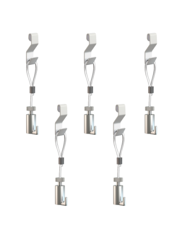 Pack de 5 kit d'accrochages tableaux Artiteq - suspension sur grilles, panneaux, cloisons - Max 15kg