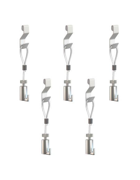 Pack de 5 kit d'accrochages tableaux Artiteq - suspension sur grilles, panneaux, cloisons - Max 15kg