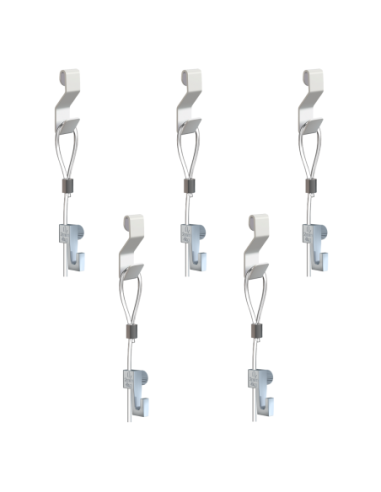 Pack de 5 kit d'accrochages tableaux Artiteq - suspension sur grilles, panneaux, cloisons - Max 4kg