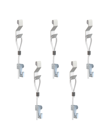 Pack de 5 kit d'accrochages tableaux Artiteq - suspension sur grilles, panneaux, cloisons - Max 4kg