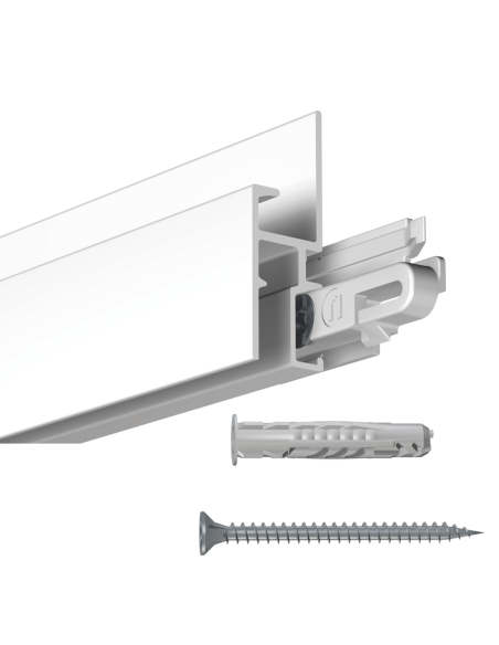 Cimaise Gallery-Click Rail R30 Blanc 200cm + clips + vis & chevilles - Cimaise Tableau Newly