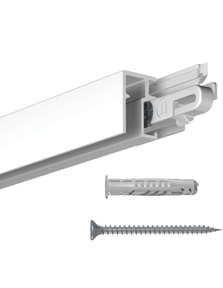 Cimaise Mini-Click Rail R10 200 cm + clips de fixation + vis & chevilles multimatériaux - Cimaise Tableau Newly