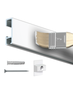 Cimaise Click Rail 200cm + clips, vis et chevilles Multimatériaux - Cimaise Tableau Artiteq