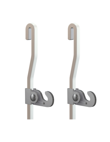 Set de Suspension Accrochage tableau 2 tiges blanches coudées & 2 crochets 20kgs Artiteq