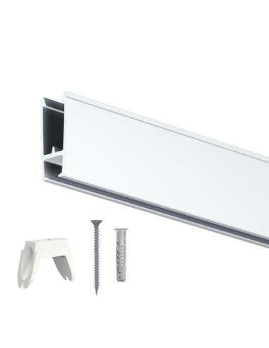 Cimaises XPO Rail 200cm + clips + vis et chevilles multimatériaux - Cimaise Tableau Artiteq