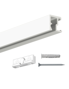 Cimaise Contour Rail Blanc 200cm à visser + clips de fixation + vis & chevilles - Cimaise Tableau Artiteq