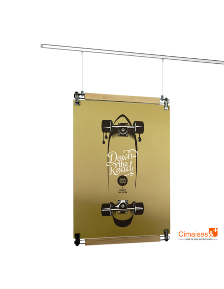 Kit accrochage Plafond Porte Affiche Poster Pant + Top rail (+ visserie) + fils et crochets