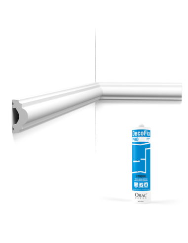 Pack 10 mètres Cimaise murale PX120 avec colle - Orac x Cimaises-et-plus - 4x2x200cm (h x p x L) - moulure décorative polymère