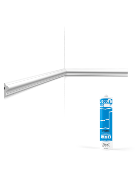 Pack 10 mètres Cimaise murale PX201 avec colle - Orac x Cimaises-et-plus - 2,5 x 0,8 x 200cm (h x p x L) - moulure décorative...