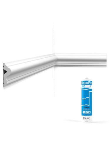 Pack 10 mètres Cimaise murale PX175 avec colle - Orac x Cimaises-et-plus - 5 x 1,7 x 200cm (h x p x L) - moulure décorative p...