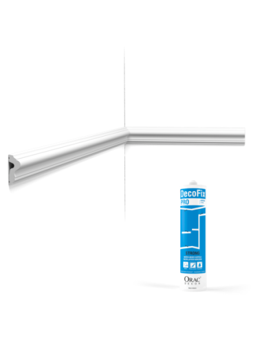 Pack 10 mètres Cimaise murale P8030 avec colle - Orac x Cimaises-et-plus - 4x1,5x200cm (h x p x L) - moulure décorative polyu...