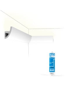 Pack 10 mètres Corniches Plafond C373 avec colle - Orac x Cimaises-et-plus - 8 x 5 x200cm (h x p x L) - moulure décorative po...