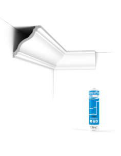 Pack 10 mètres Corniches Plafond C333 avec colle - Orac x Cimaises-et-plus - 12,5x11,5x200cm (h x p x L) - moulure décorative...
