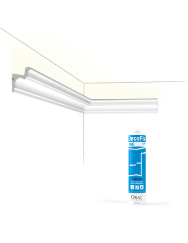 Pack 10 mètres Corniches Plafond C323 avec colle - Orac x Cimaises-et-plus - 5.5 x 4.2 x 200cm (h x p x L) - moulure décorati...