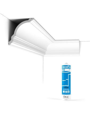Pack 10 mètres Corniches Plafond CX106 avec colle - Orac x Cimaises-et-plus - 12x12x200cm (h x p x L) - moulure décorative po...