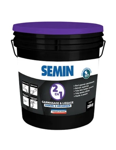 Enduit 2 en 1 Garnissage et lissage - manuel et mécanique SEMIN 25KG