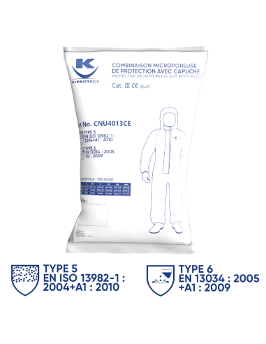 Combinaison microporeuse de protection avec capuche taille L - K-PROTE