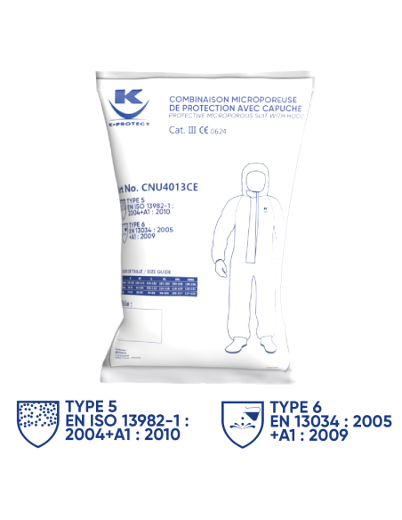 Combinaison microporeuse de protection avec capuche taille L - K-PROTE