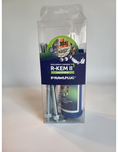 Scellement chimique R-KEM-II 175 ml + 4 Tamis 16x85 + 4 tiges M10x170 